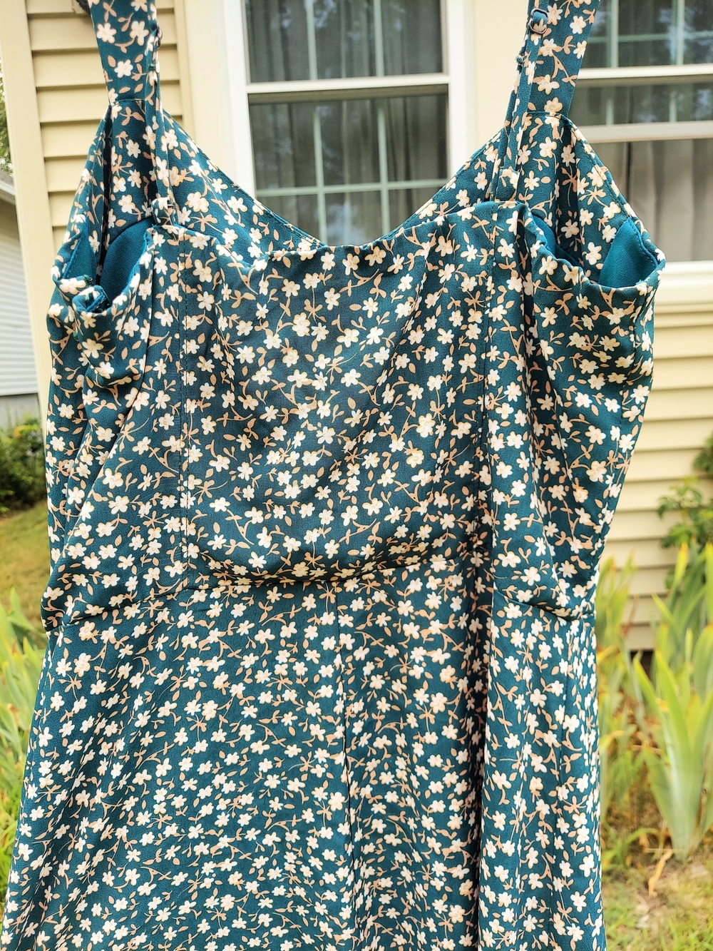 Lola Grace Vintage 90s Y2K Green Floral Midi Dress Women's Small Office Formal - Picture 11 of 12